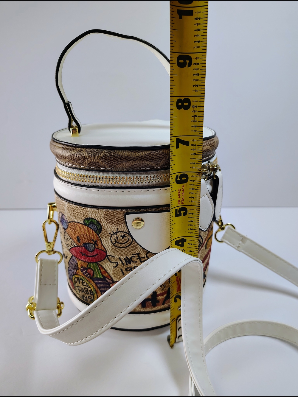 Graffiti Print Cylinder Crossbody Bag & Top Handle Handbag - Picture 11 of 12